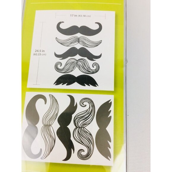 Mustache Wall Decals Peel & Stick Wall Art Kit By Wall Pops! 5-Piece Set 17"x24. - Picture 5 of 7